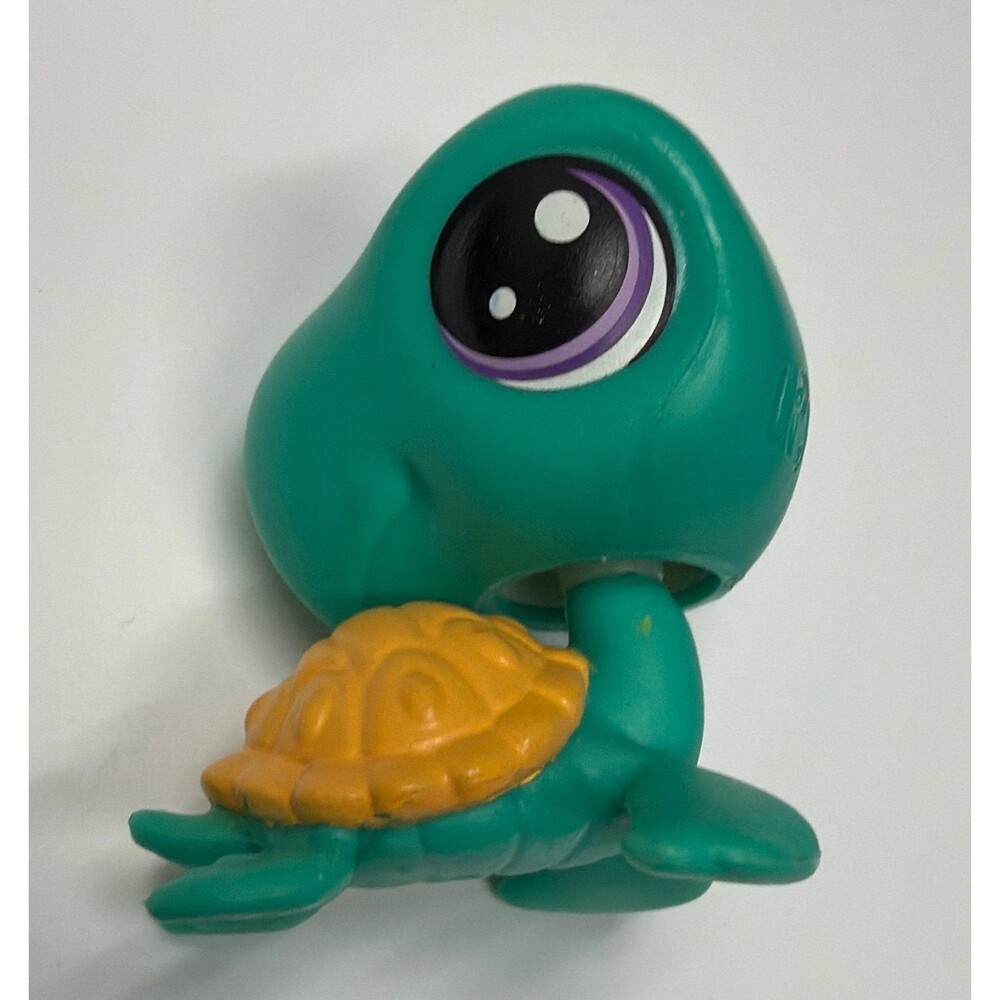 Hasbro Littlest Pet Shop Turtle #24 Teal Orange Shell Vintage LPS Figure